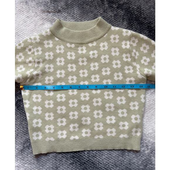 Princess Polly Ribbed Green Floral Mock Neck Pullover Sweater Size Small Medium - Picture 6 of 8